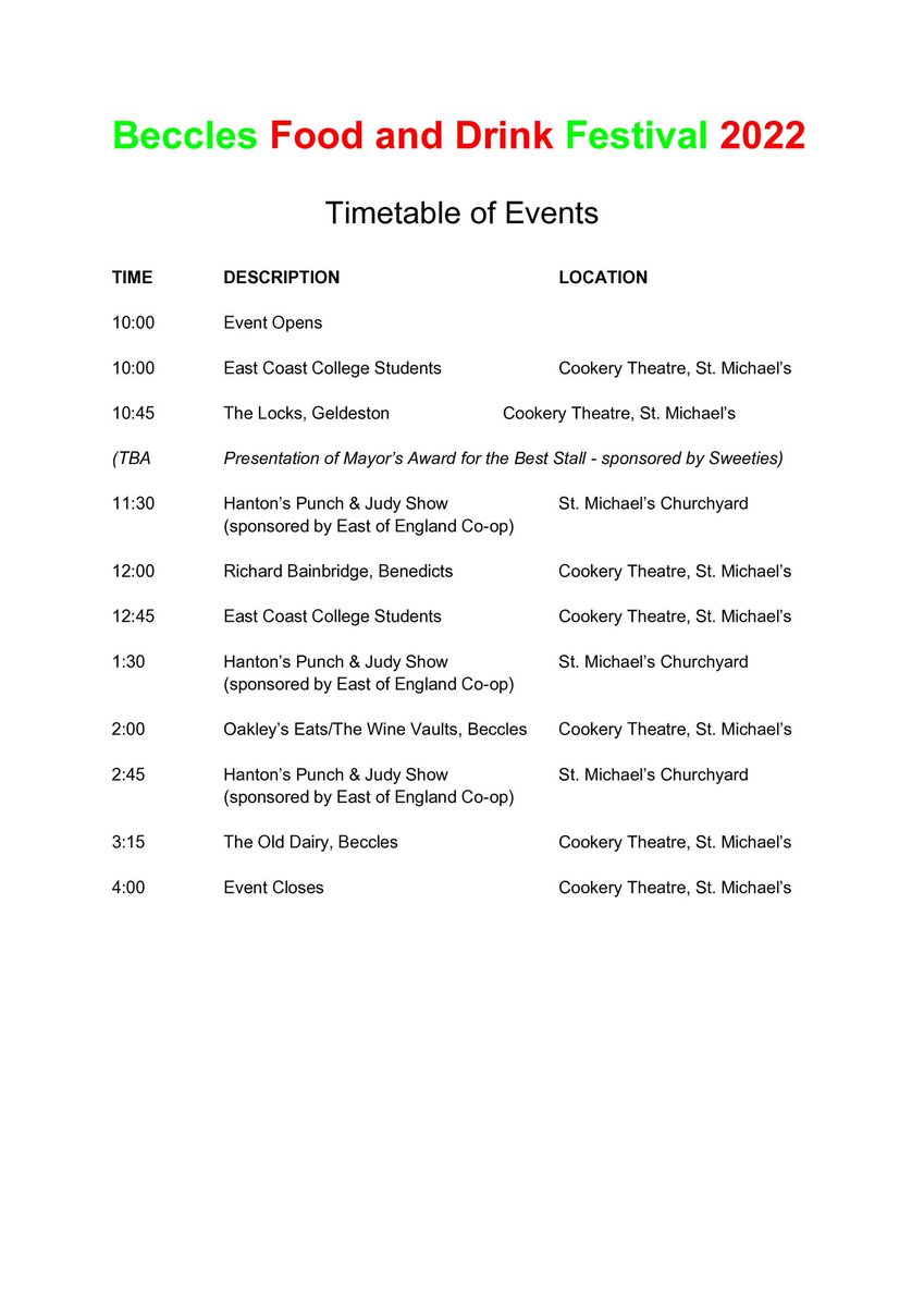 Here are the events happening tomorrow! Plus of course 70+ stalls !