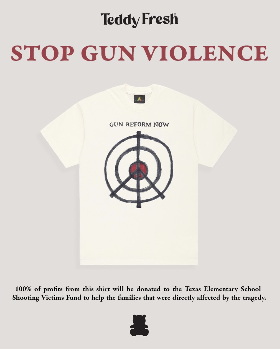 Our hearts are heavy as we mourn for the victims and all affected by the mass shooting in Uvalde, TX. 100% of profits from this shirt will be donated to the Texas Elementary School Shooting Victims Fund. These tees are available now at Teddyfresh.com.
