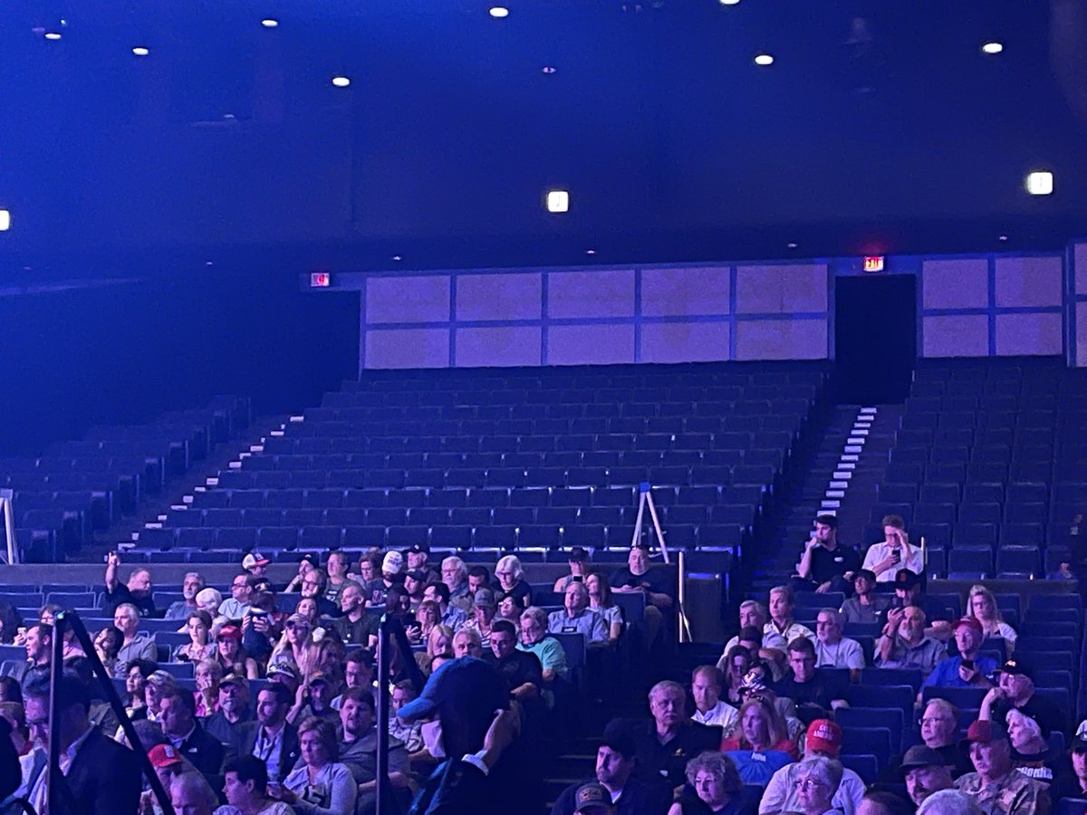 JeremySWallace's tweet photo. They just announced the NRA event here with former President Trump starts in 10 minutes. Here are new photos of the 4,300-seat venue. https://t.co/moB0lnN27z