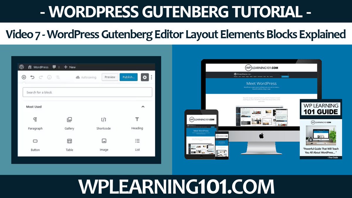 wpcontentdiscov's tweet photo. WordPress Gutenberg Editor Layout Elements Blocks Explained [Video 7 Of 9] https://t.co/wQdF7NBpaf via @YouTube #WordPressDevelopment #wordpresswebsite #WordPressBasics #wordpresstutorials #WordPressDevelopment #WordPressBeginnner #WordPressGutenberg #WordPressGutenbergBlocks https://t.co/ZX8ajp9QH3