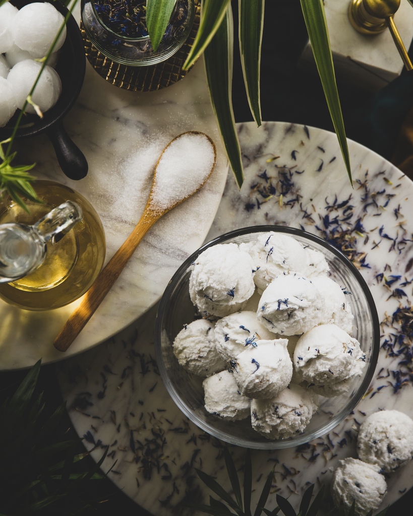 Baths soothe muscles, relax the body, and stimulate circulation. And when you throw in a couple of#BathTruffles, you also bring softening, luxurious #BodyButters, and supportive #Herbs to the process. Try these delightful bath truffles by <a href="/athomebeauty/">Janice Cox</a> mrh.life/BathTruffles