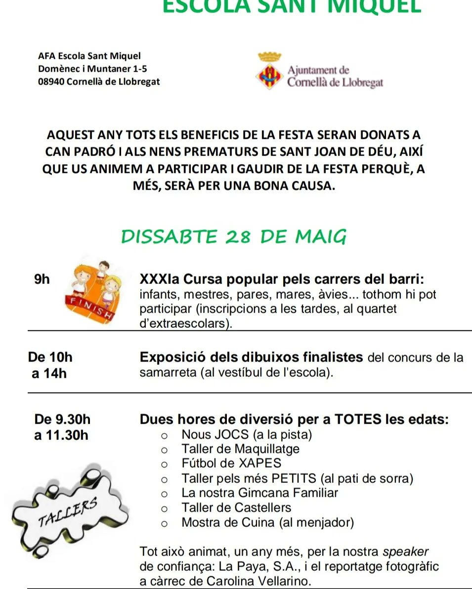 AFASantMiquelC's tweet photo. 📢 Ja la tenim aquí!!! 

#FestaPrimavera22
#Cornellà https://t.co/krWqtXZzEX