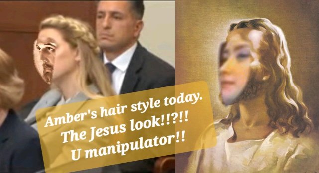 ShellzBeach's tweet photo. 🙄Amber's hair style today for closing arguments... Trying to look like Jesus!!!  What a Manipulator!!!
#JohnnyDeppvAmberHeard
#JusticeForJohnnyDepp #DeppHeardTrial #JohnnyDepp #AmberTurd #JusticeForJohnnyDeep #AmberHeardlsALiar #AmberHeardlsAnAbuser https://t.co/CFQHGicbz7