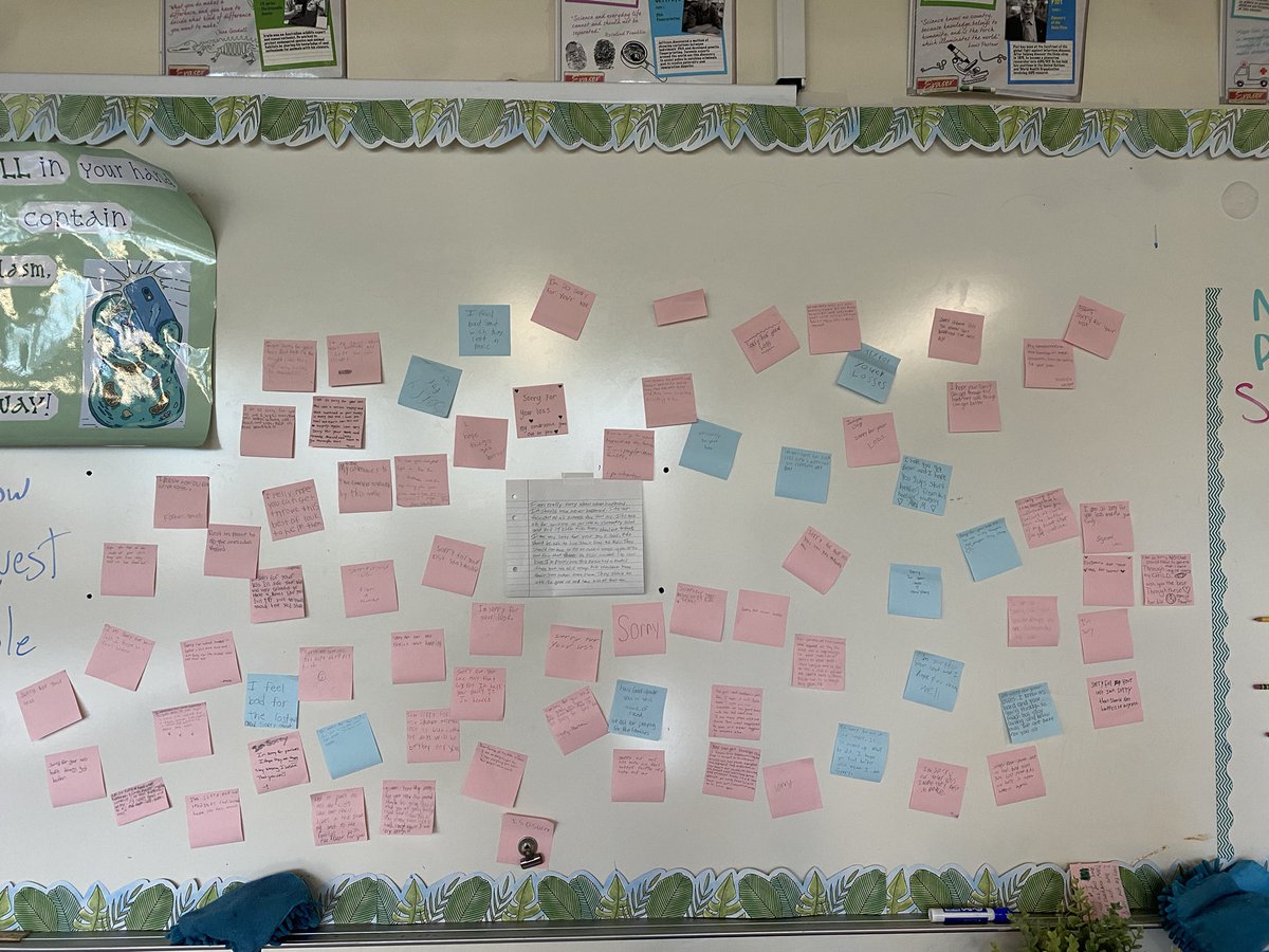 Even as an adult I fail to find the right words to explain yet ANOTHER a tragedy like this- 
I am blow away by these kids &amp; their empathy.
Here are some messages for the families of Texas written by my 7th graders. One S even said “I’m gonna need a piece of paper”..the tears😭💓