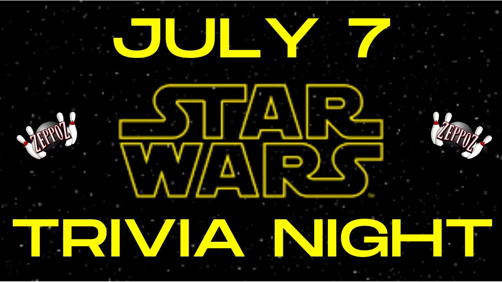 Stars Wars Trivia Night, heck yeah!
July 7, 2022...may the force be with you!

#trivianight #starwars