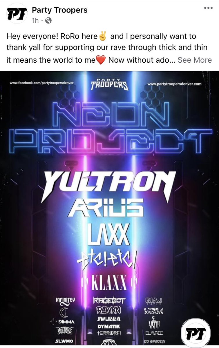 NeonProjectNFT's tweet photo. We’ve just announced the full lineup to the Neon Project on our Facebook page! @yultron @AriusOfficial @LAXX @IAMETC @KLAXXmusic  we can’t wait for next month 🔥🙌 https://t.co/SBpAM1Vuxi