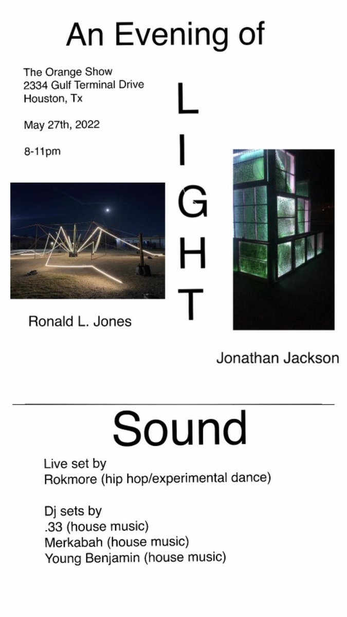 For those in the know, we’ll have last looks at this at Entry Points, our exhibition including the illuminated works by Jonathan Paul Jackson and Ronald L. Jones, plus the music of Rokmore, et al. Come see us!