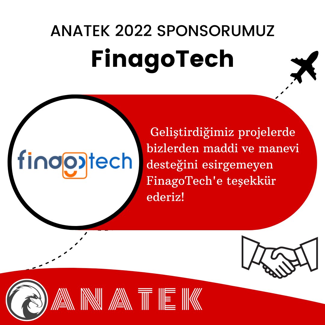Finans dünyasının ihtiyaçlarına yeni teknolojiler geliştirerek çözüm üreten FinagoTech’e, Amerika’da gerçekleşecek olan AUVSI-SUAS 2022 yarışına hazırlanma sürecimizde bizlere verdiği maddi ve manevi desteklerden ötürü teşekkür ederiz.