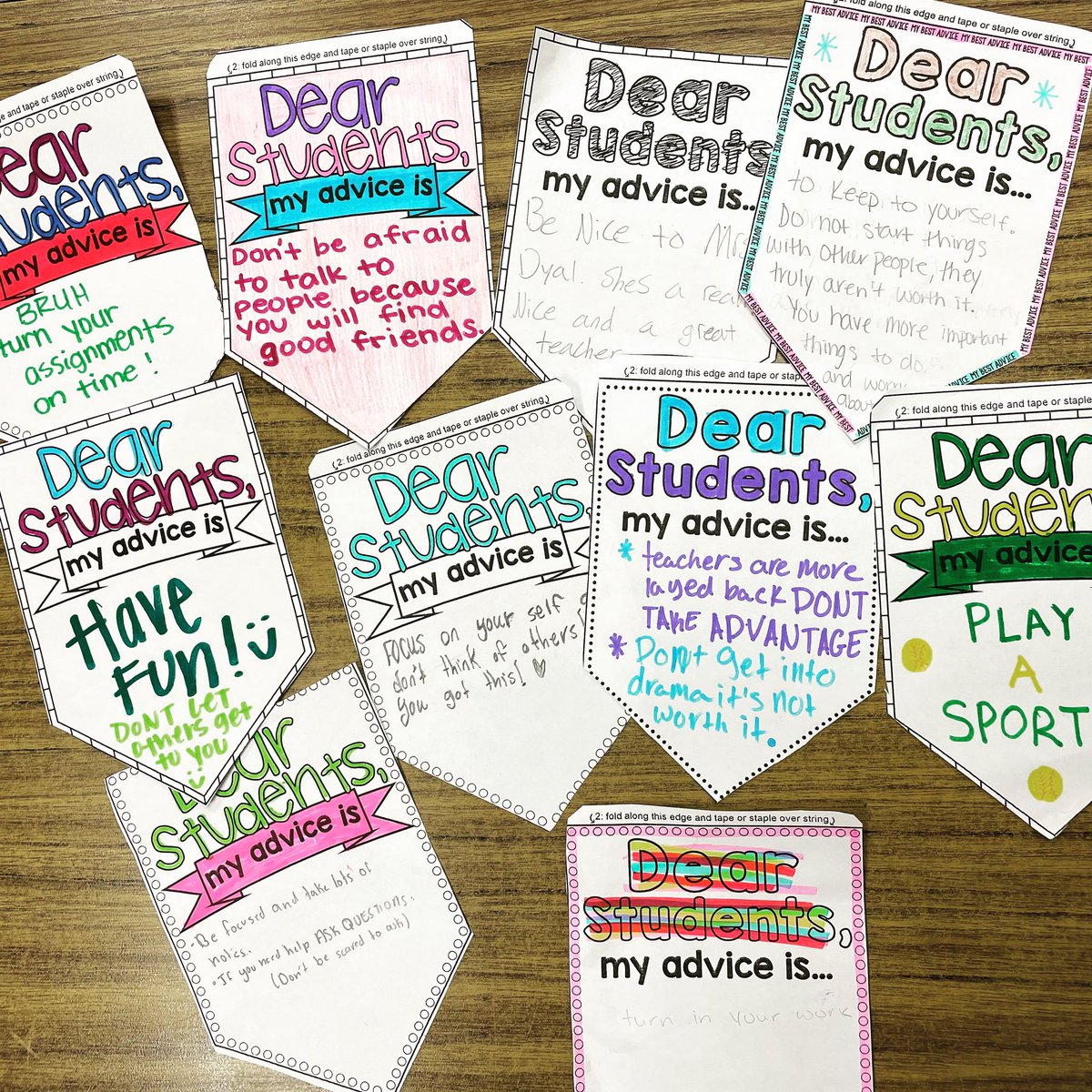 I asked my freshmen to leave some advice for future students. Love seeing how much these kids have grown up this year #builtonthenorthside