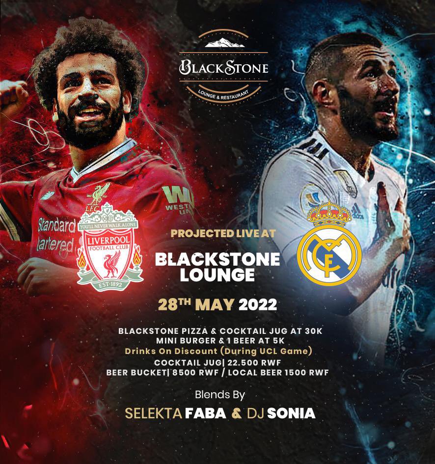 KigaliLounge's tweet photo. 🏆UEFA CHAMPIONS LEAGUE FINAL PROJECTED LIVE AT THE SPOT🏆
•
•
Pull up, let’s enjoy the #game, good #vibes, and huge #promos 😋🥳
•
Music blends by #SeleckaFaba & #DjSonia 🔥🔥
•
WHO ARE YOU BETTING ON?🥳🥲
#YouKnowTheSpot 🥵 https://t.co/pwZcBHsKLa
