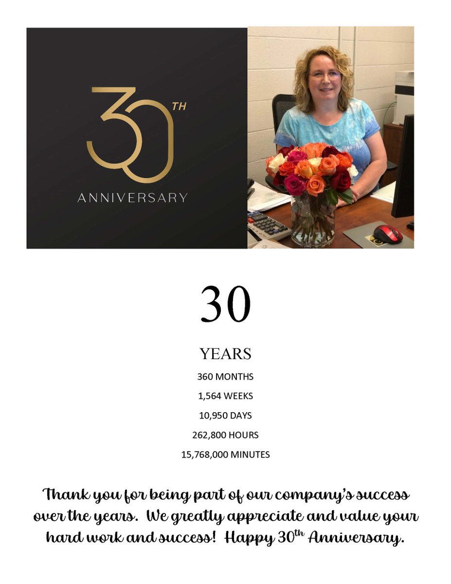 Congratulations to Tena Lewis for 30 years at DNI!  She is an invaluable member of our Leadership Team and we value the energy and focus she brings to the job everyday!