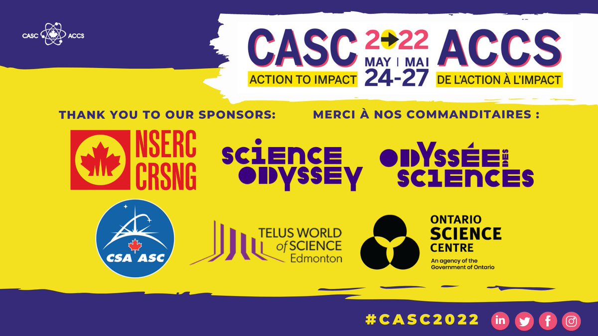 CASC_ACCS's tweet photo. And a HUGE thank you to our science champion sponsors for making the #CASC2022 conference a reality! 

Et un énorme merci à nos commanditaires, champions de la science, d’avoir fait de la conférence #ACCS2022 une réalité !

2/2 https://t.co/LMRejdYJLK