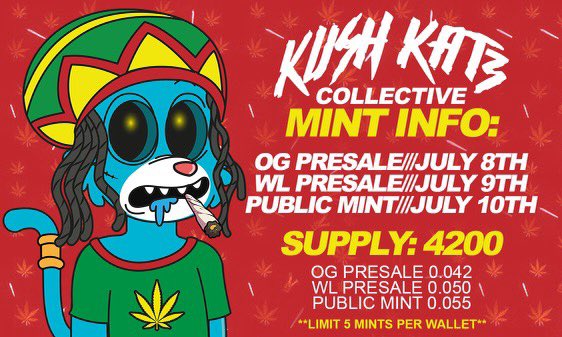 #NFTGiveaway time👇👇

1. FOLLOW <a href="/kushkatz_xyz/">KushKatzCollective🐱</a> 
 
2. RETWEET + TAG 3

Bonus entry: TURN NOTIS ON AND DROP PROOF