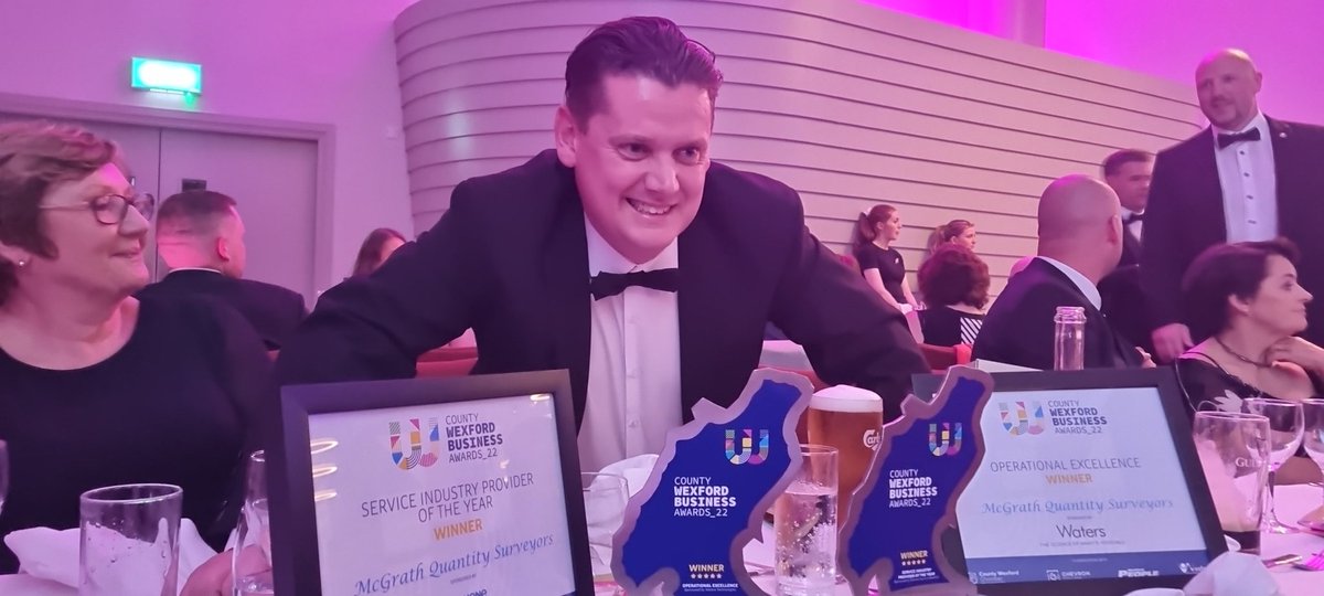 Ronan McGrath winning two awards at the County Wexford Business Awards