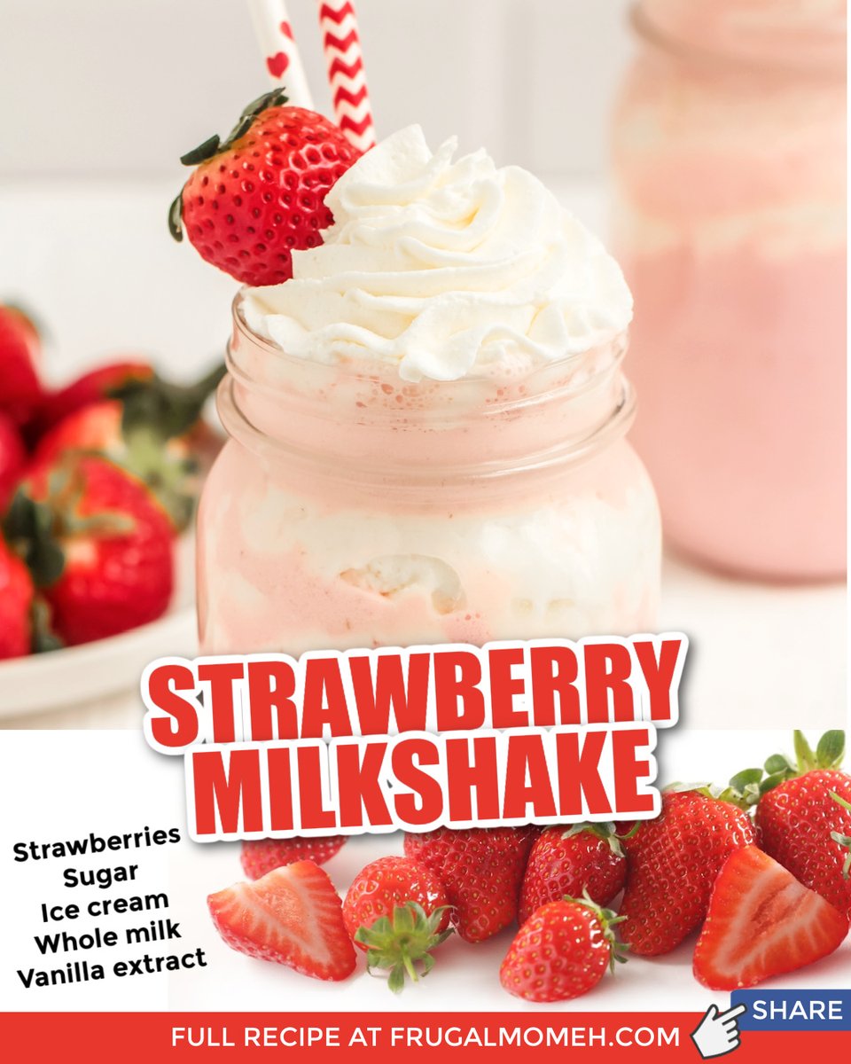 The best recipe for a cool and creamy fresh strawberry milkshake. With this recipe, you will be able to make the perfect shake every time!

Get the FULL recipe &gt;&gt; frugalmomeh.com/fresh-strawber…