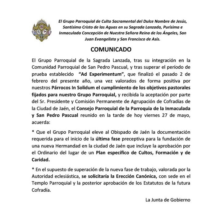 Hermandad Sacramental de la Sagrada Lanzada - Jaén tweet media