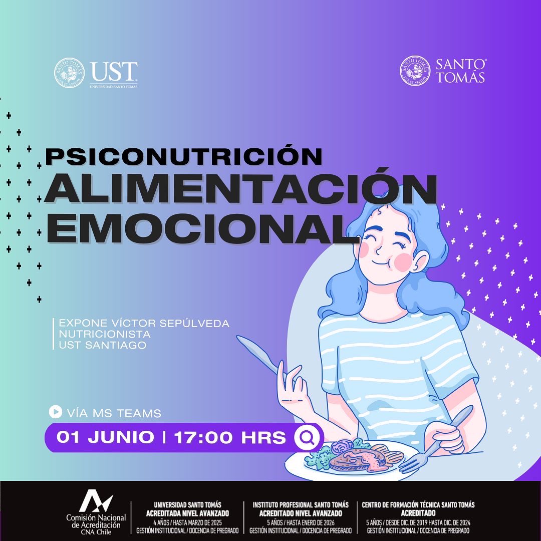 admision_UST's tweet photo. Semana del 30 de mayo al 3 de junio
📌Autocuidado y Redes Sociales, 30 de mayo a las 17:30 hrs.
📌Beneficios laborales para trabajadores Part-Time, 01 de junio a las 17:00 hrs.
📌Psiconutrición: Alimentación emocional, 01 de junio a las 17:00 hrs. https://t.co/Dqsytm5YjP