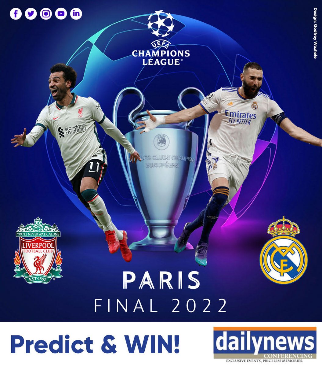 Correctly predict the final score-line for the Champions League final between Liverpool &amp; Real Madrid and stand a chance to win an original home jersey of either teams. (The winner will choose the jersey they want.) Predictions close at 20:30 on Saturday.