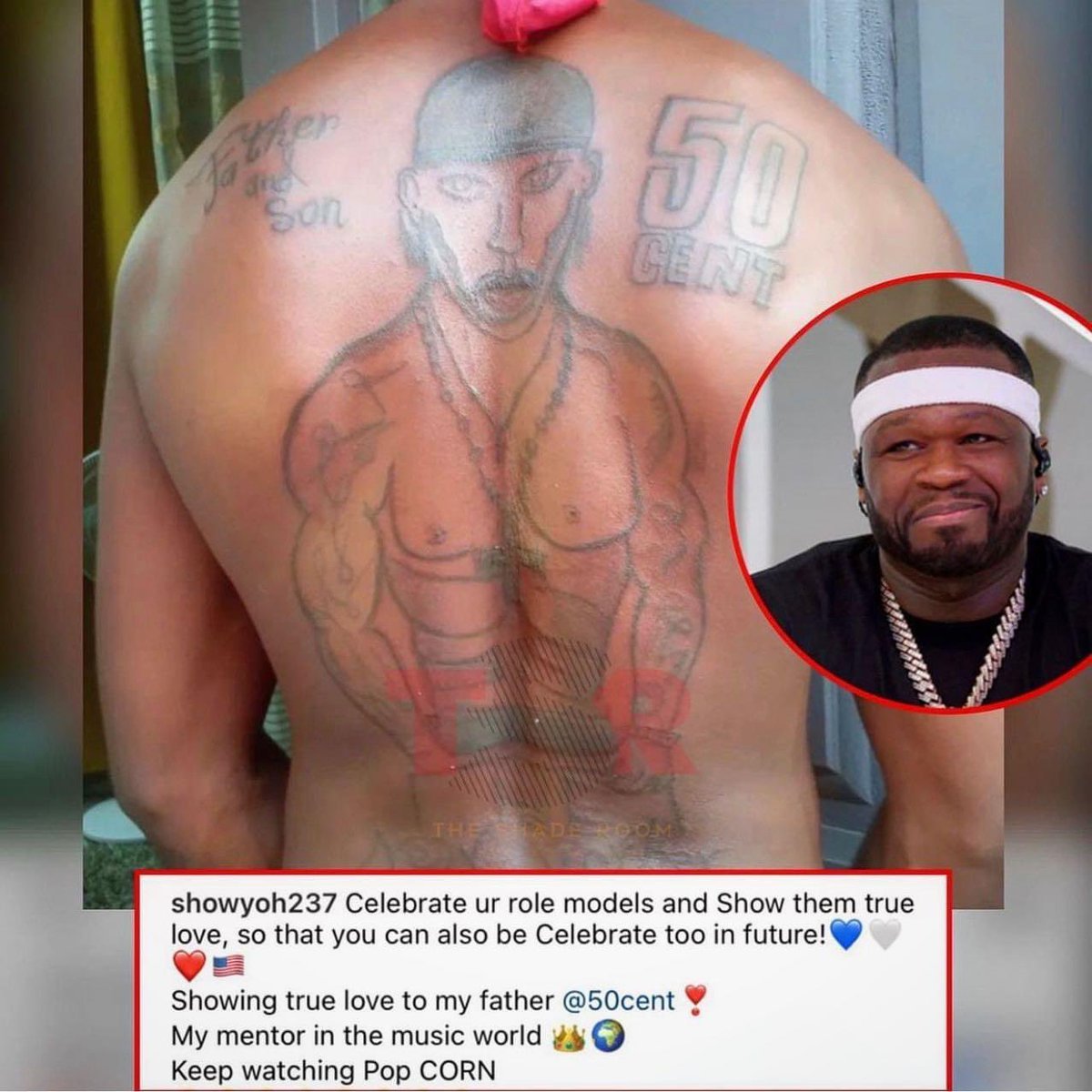 50cent's tweet photo. 👀WTF, you go do boy? i need the Best portrait Tattoo artist to fix this. @showyoh237 who did this shit man? 🤷🏽‍♂️🤨 • https://t.co/jnbpt4Vpb3 https://t.co/roPUsdyd4S