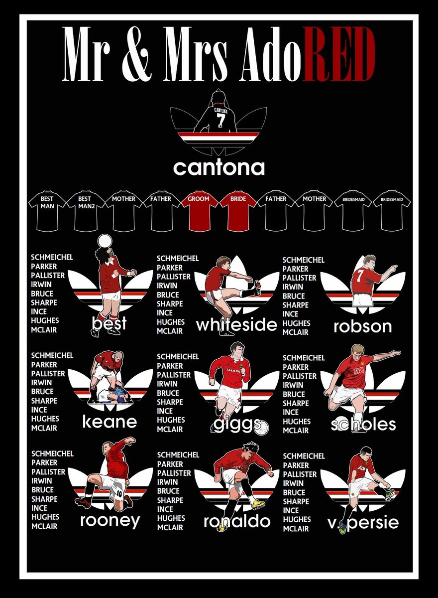 UtdadoRED_'s tweet photo. If you do have a wedding coming up & you can persuade the future missus to have at least 1 thing related to UTD, then a 'adoRED' table plan would do no harm.
Fully Customisable
DM for further details
Please RT
Cheers
#MUFC #ManUtd #adoRED #Wedding #TablePlan https://t.co/T3M6ACFFCo
