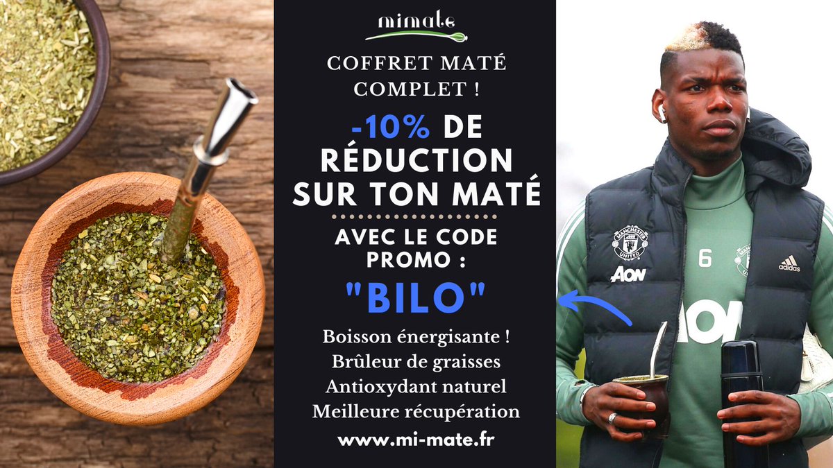 koto_bilo's tweet photo. Avec @MiMateFrance on vous offre -10% pour découvrir le maté, la boisson énergisante 100% naturelle et brûle graisse préférée des sportifs et de Messi, Suarez, Grizou et surtout mon joueur préféré,Pogba....
Rendez-vous sur https://t.co/P3tSvcllY5 https://t.co/cu6QmC5mQo