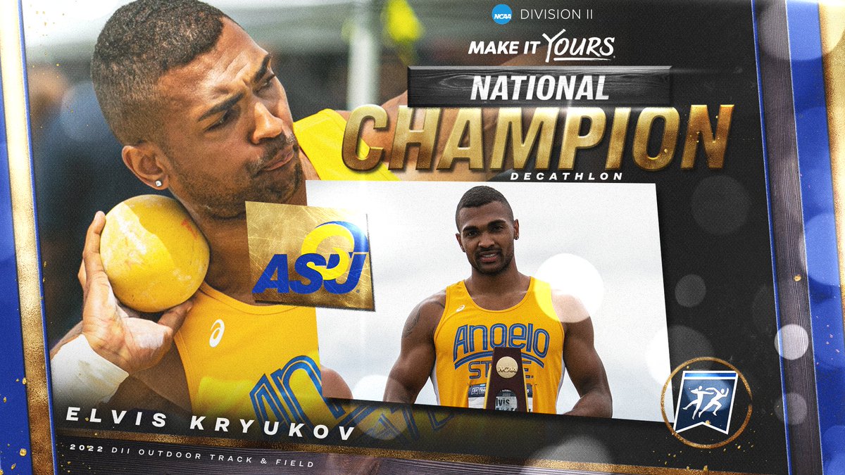 Your 2022 #D2MOTF Decathlon Champion 🏆 

🥇Elvis Kryukov | Angelo State 

Result | 7574 Points

#MakeItYours | #NCAAD2