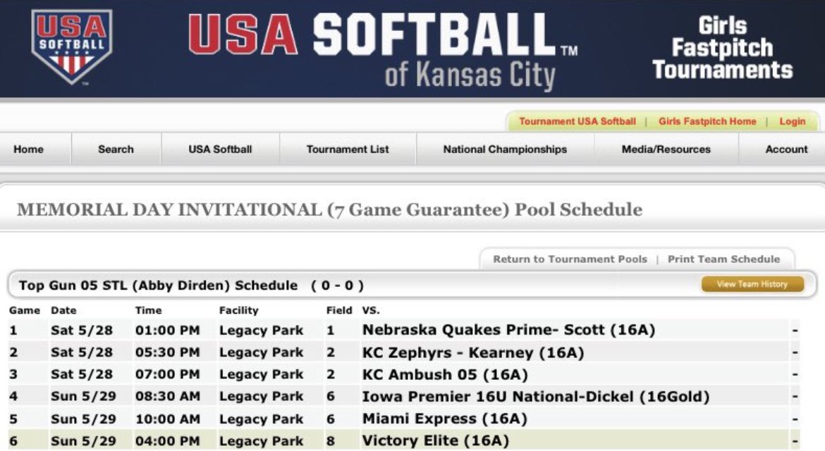 AvreyReynolds's tweet photo. Here is our schedule for this weekend! Can’t wait to hit the field!! @TopGun05STL https://t.co/VJtEuXQEiA