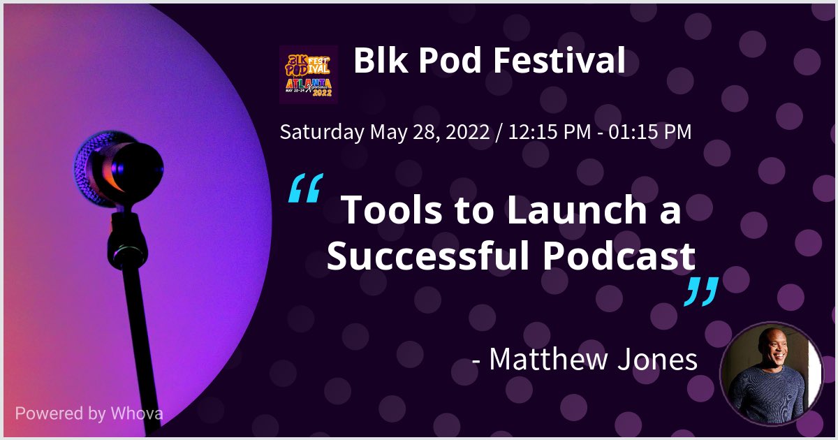 I am speaking at Blk Pod Festival. Check out my talk if you're attending the event! #BlkPodFestival22 ⁦<a href="/BlkPodFestival/">Blk Pod Festival</a>⁩