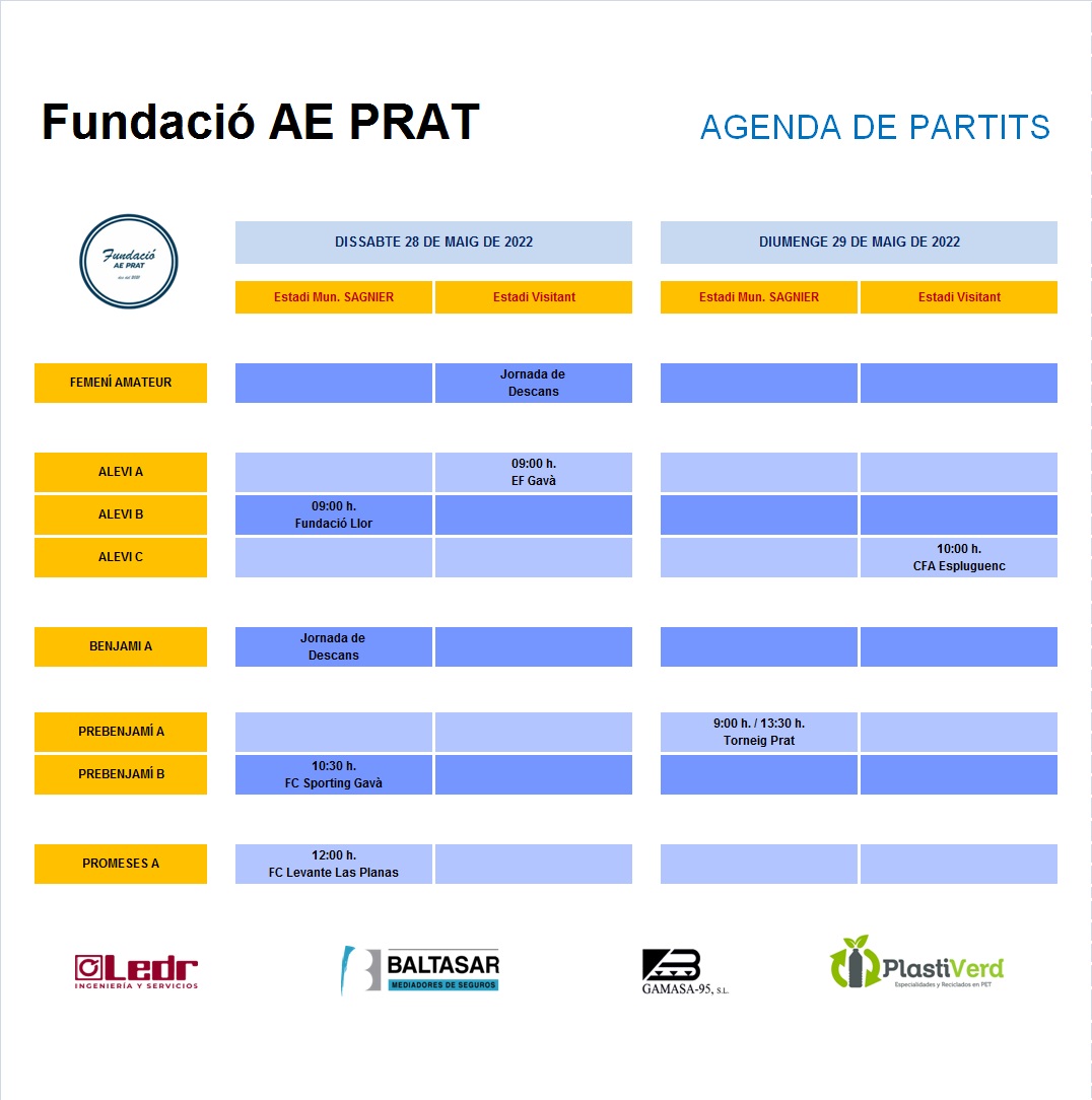 📅 AGENDA DE PARTITS

👉 Ja disponible l'agenda de partits del cap de setmana del 28 i 29 de maig

🤳 bit.ly/3z24sGy

#futbolsenselimits 
#futbolpertothom