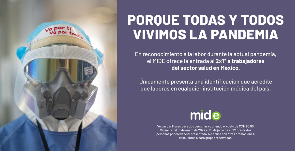 MuseoMIDE's tweet photo. En el MIDE reconocemos la labor que llevó a cabo el personal médico durante el 2020 en México.
Es por eso que les ofrecemos la entrada 2x1* al Museo, para visiten la expo #2020MIDE ¡Últimos días!
🔗 https://t.co/oJJ61fQNTu
#VenAlMIDE #TuTiempoLoVale #museo #fotografía https://t.co/sSqQwUXECw