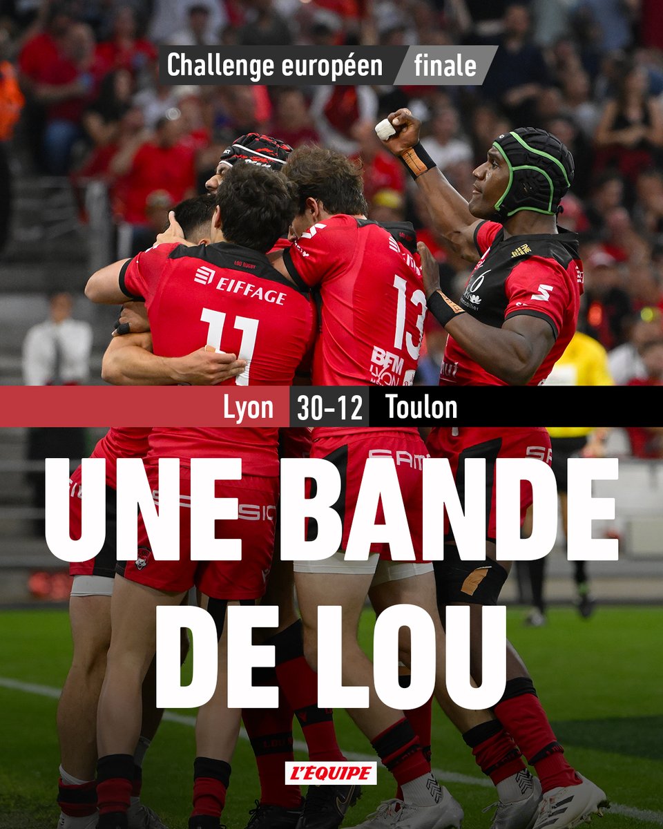 lequipe's tweet photo. Lyon surclasse Toulon et remporte le Challenge européen pour la première fois https://t.co/oSQhMIzHJq https://t.co/ywnMXbtqDs