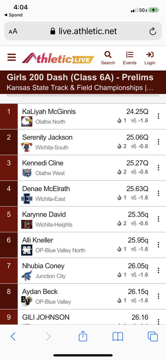 Alli Kneller advances to finals on Saturday in the 6A girls 200m dash!