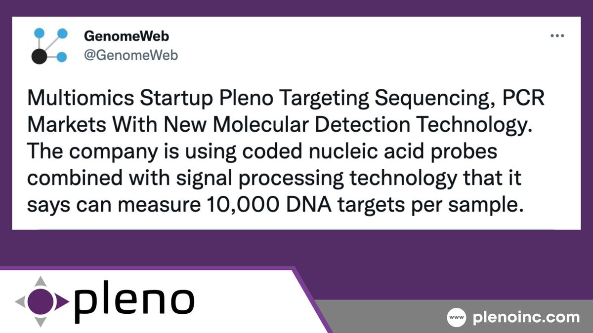 Pleno_Inc's tweet image. Link for subscribers to @GenomeWeb 
ow.ly/gMtb103H5Bl