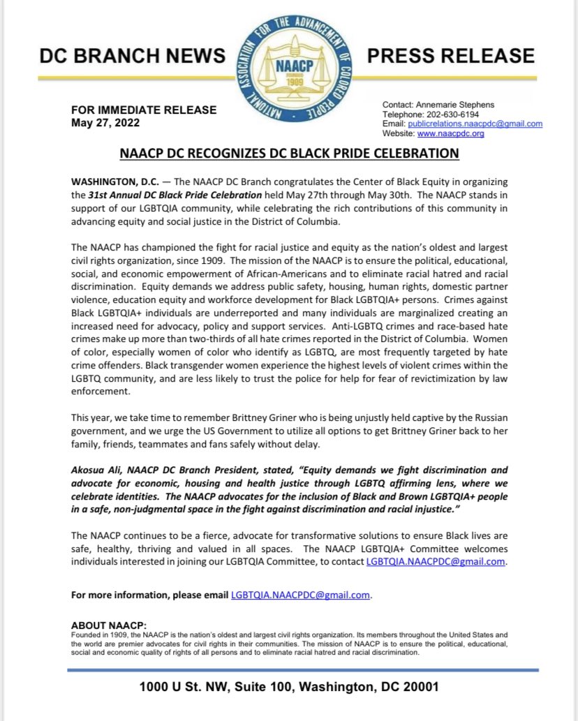 dcnaacp's tweet photo. #BLACKLGBTQLIVESMATTER
#NAACPFORBLACKPRIDE https://t.co/zl7I7GioIh