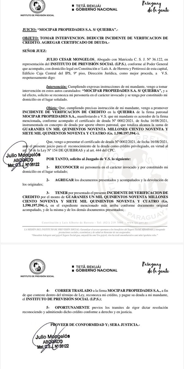 MirnaAlf's tweet photo. @RossanaEs @IPSParaguay Mientras tanto #Mocipar Propiedades y Mocipar Automotores que se declararon en quiebra calificada de DOLOSA deben a IPS más de 1.700 MILLONES de guaraníes. Cuántos años seguían recaudando aportes sin ser intervenidos? Inconcebible #SindicaturaDeQuiebras @PoderJudicialPY https://t.co/FNhGsTX6en