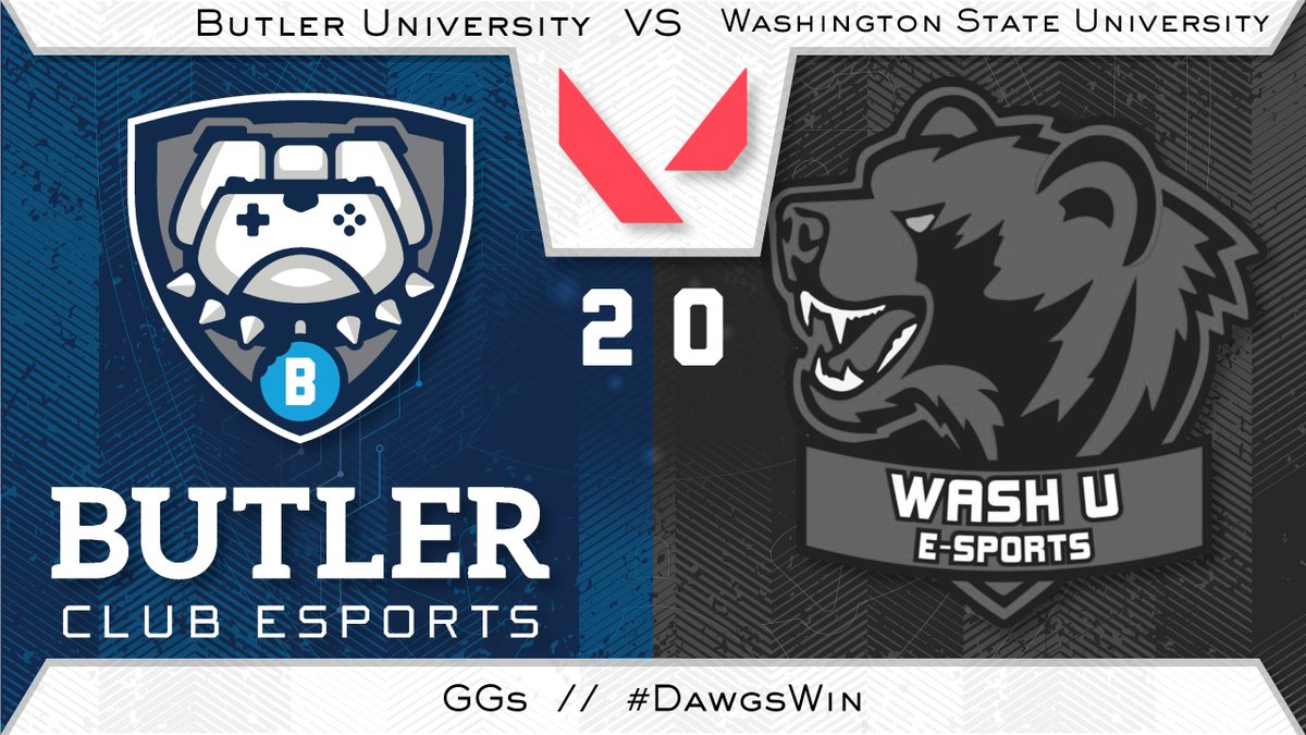 BUClubEsports's tweet photo. GGs to @WSUEsports - #ButlerValorant went 2-0 tonight in the @officialEGF VALORANT semifinals! #DawgsWin
Catch the championship game live NOW on https://t.co/wIIeQ7ROx2! https://t.co/iLx1z294L4