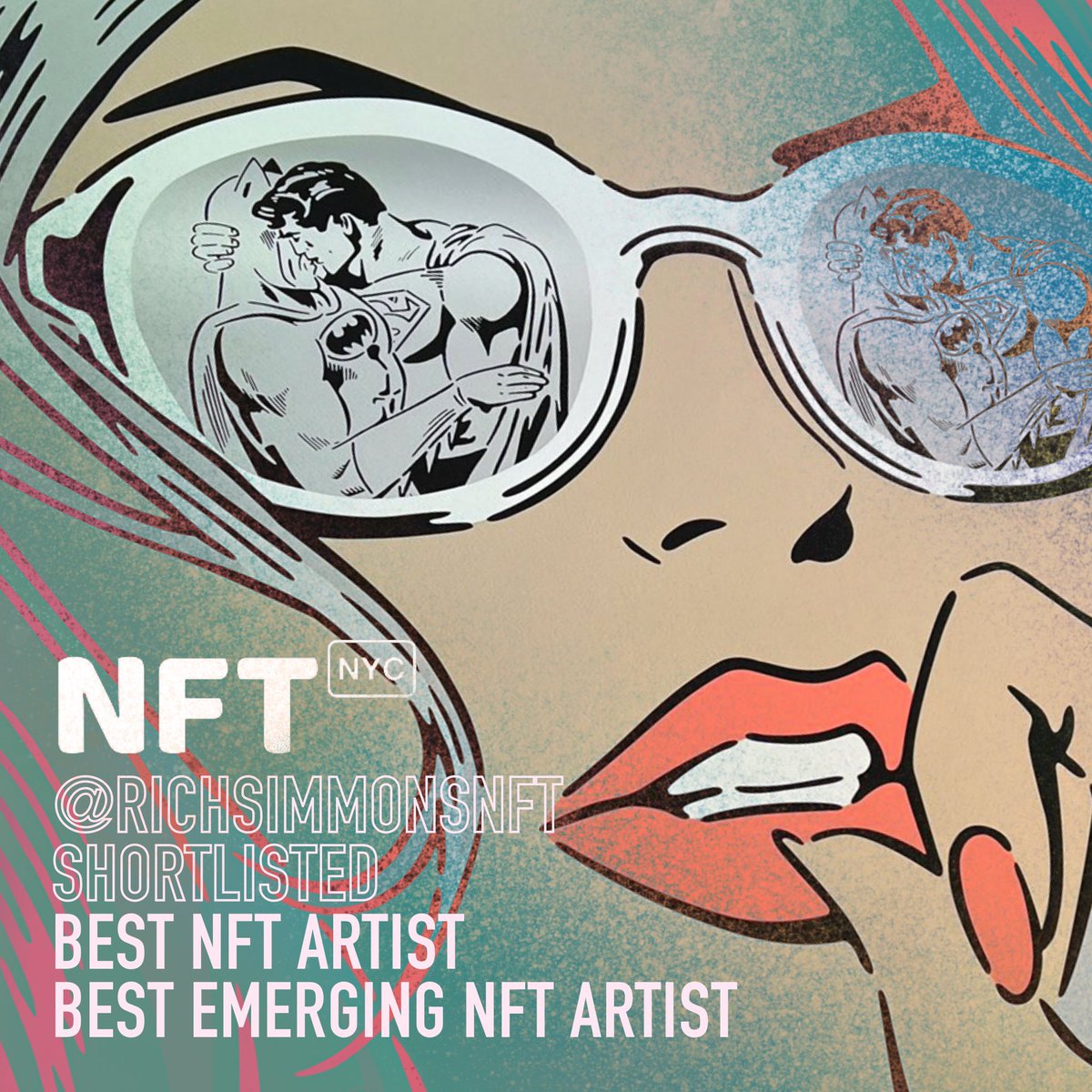 🏆 I am officially a finalist for the <a href="/NFT_NYC/">NFT.NYC</a> in 2 categories!

🎨Best NFT Artist &amp; Best Emerging NFT Artist. This time it’s a community vote so please go on nft.nyc/awards &amp; ☑️ on @richsimmonsnft in those categories.

#nft #nftartist #nftart #popart #streetart #art