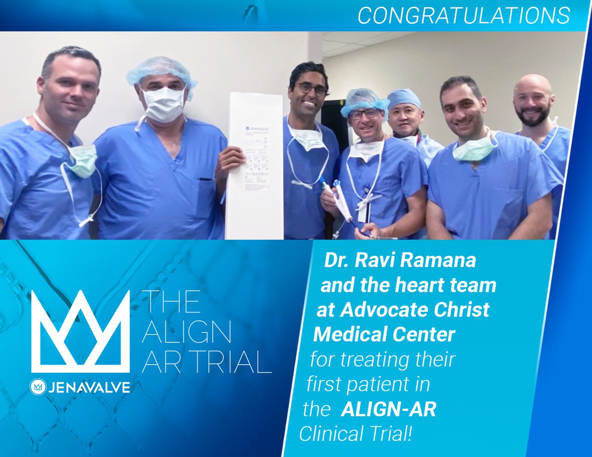JenaValve Technology (@jenavalve) on Twitter photo Congratulations to Dr. Ravi Ramana and the Team at <a href="/AdvocateAurora/">Advocate Aurora Health</a> Medical Center for completing their first case in the ALIGN-AR Clinical Trial!
#jenavalve #tavr #alignartrial #aorticregurgitation #tavr Congratulations to Dr. Ravi Ramana and the Team at <a href="/AdvocateAurora/">Advocate Aurora Health</a> Medical Center for completing their first case in the ALIGN-AR Clinical Trial!
#jenavalve #tavr #alignartrial #aorticregurgitation #tavr