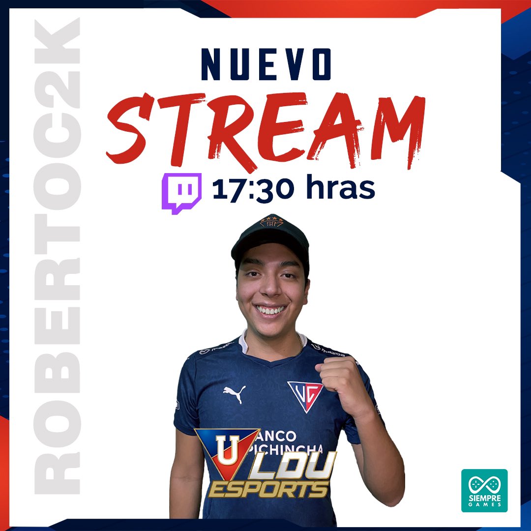 Entérate de las novedades de nuestros equipos de esports con <a href="/RobertoC2k/">RobertoC2k</a> 🤩 

⏰ 17:30
🖥 twitch.tv/lduoficial

#LDUesports 
#GoLDU