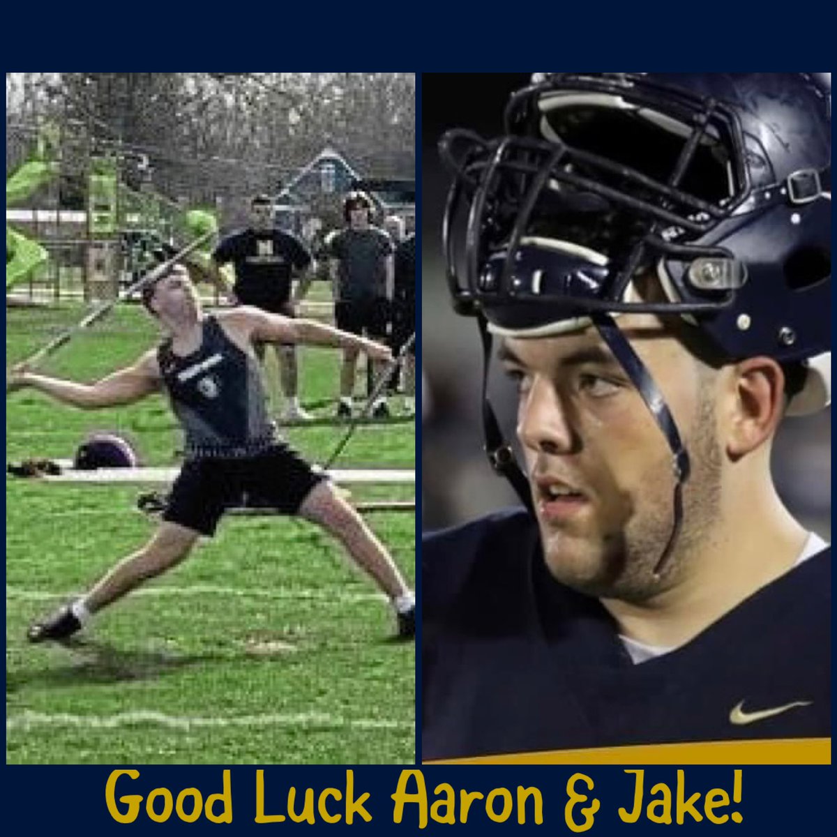 Big weekend for two of our Knights! 

Aaron Schmook is competing in javelin at the PIAA State Track &amp; Field Championship.

Jake Young is representing Norwin in the 2022 PSFCA East / West All-Star Game. 

GOOD LUCK!