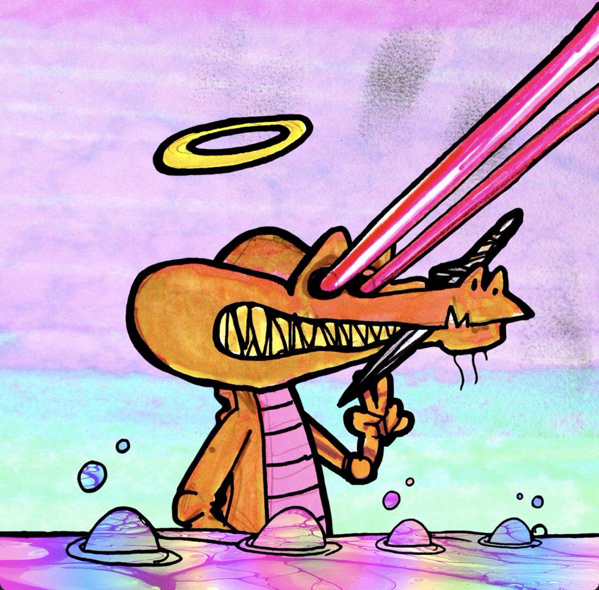 ChuckTee's tweet photo. Yo @apey_bo I had to grab a ‘Close yo no traits’ naked gator lol #LASERBRAIN #BLESSEDGATOR #GAGMI https://t.co/YSiemUTLeO