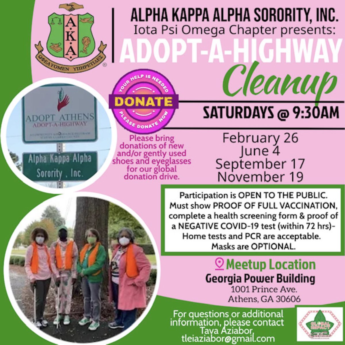 IotaPsiOmega's tweet photo. Join us on June 4th for our 2nd Adopt-a-Highway Clean-Up of the year. Please note our updated COVID-19 protocols. We are committed to beautifying this space AND keeping you safe. We look forward to seeing you there! https://t.co/FsaJsJylpG