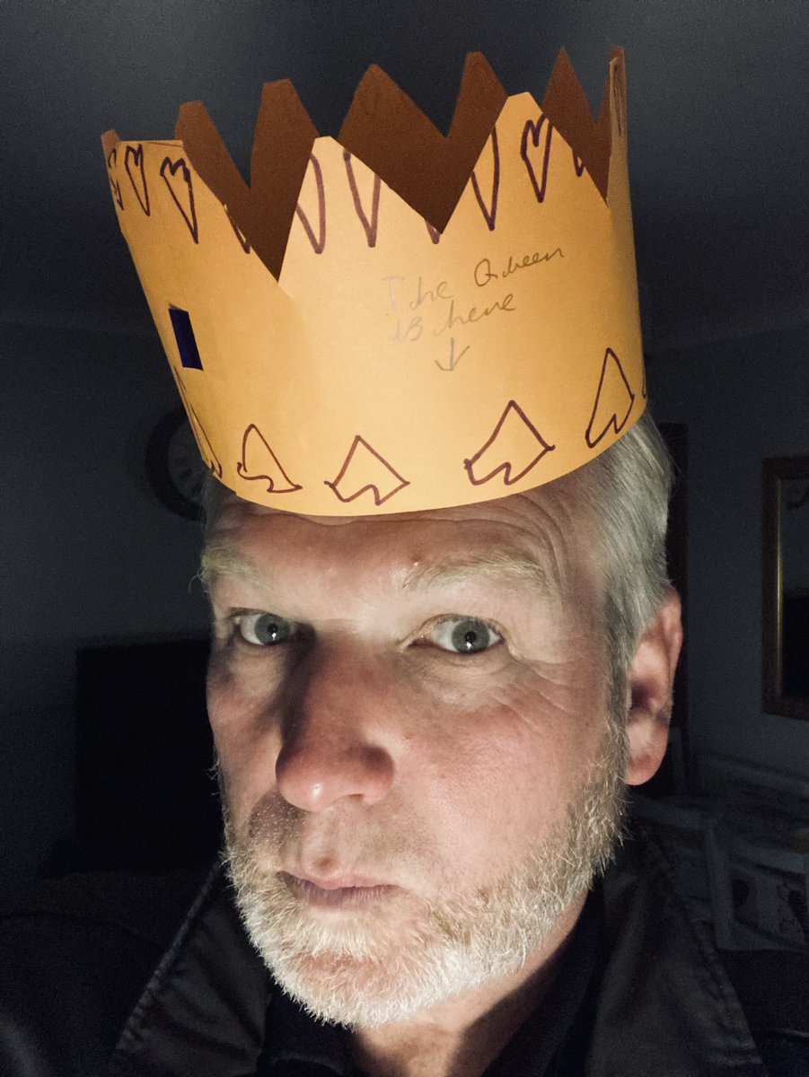 Tbonewizard's tweet photo. Kids made jubilee crowns.. you didn’t think I wasn’t gonna wear one did you? 🤣👍 https://t.co/a3ztcG3gAp