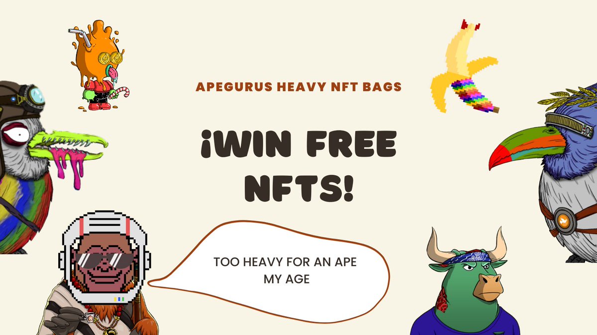 Apeguru's tweet image. NFT GIVEAWAY

Prizes: 
- 1 Liquid Monster 😇
- 1 Non-Fungible BANANA 🍌
- 1 Non-Fungible Moonbird 🦉
 
1. Follow @apeguru
2. Like and Retweet
3. Comment: I want your #NFT BAGs 🐵

Drawn in ~ 20 hours

#giveaway #giveaways #CryptoGiveaways 
#crypto #BNBChain #ApeSwap