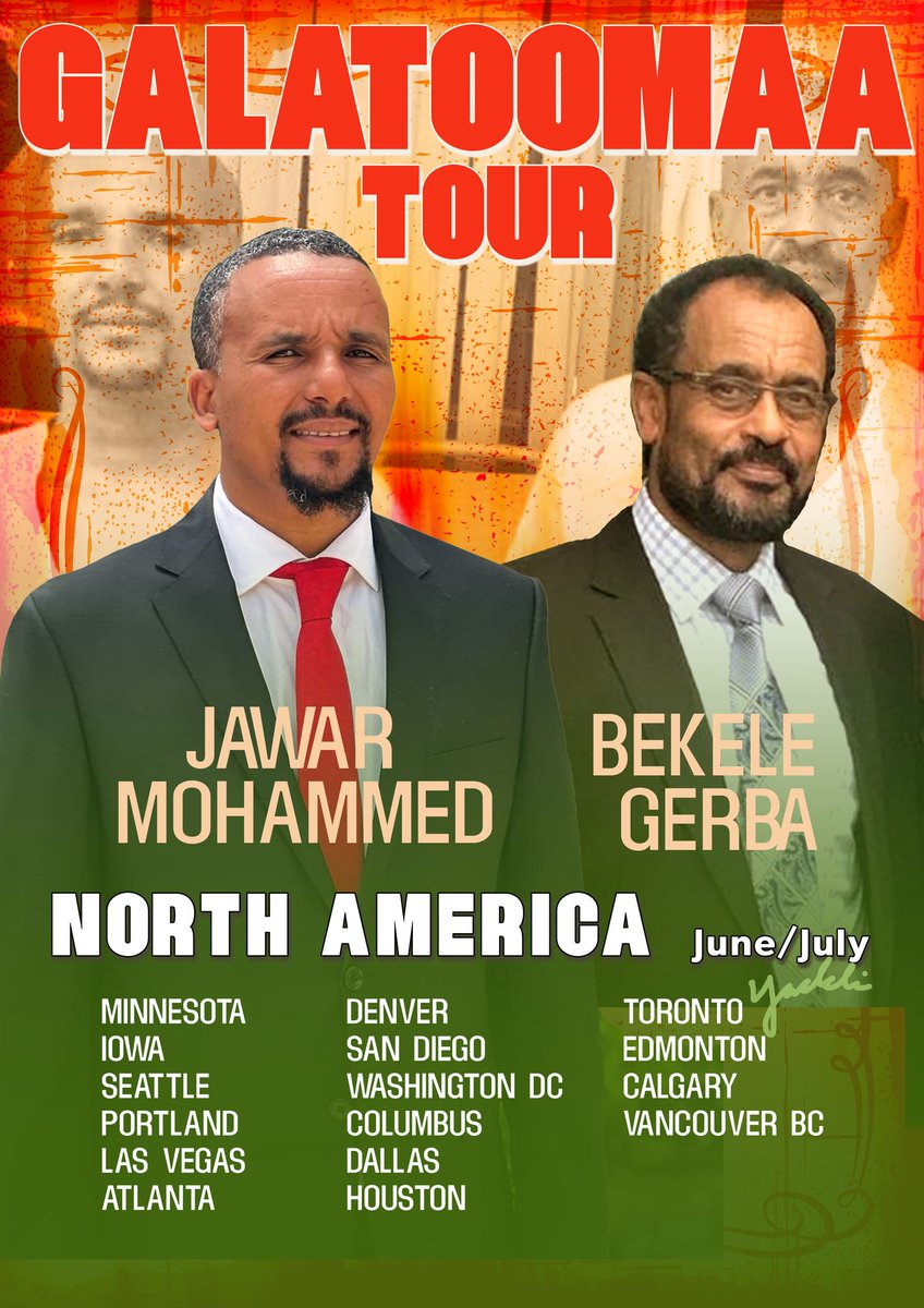 From Hunger strike in the prison to Galatoomaa tour! #JawarMohammed  and #BekeleGerba are coming to cities near you!