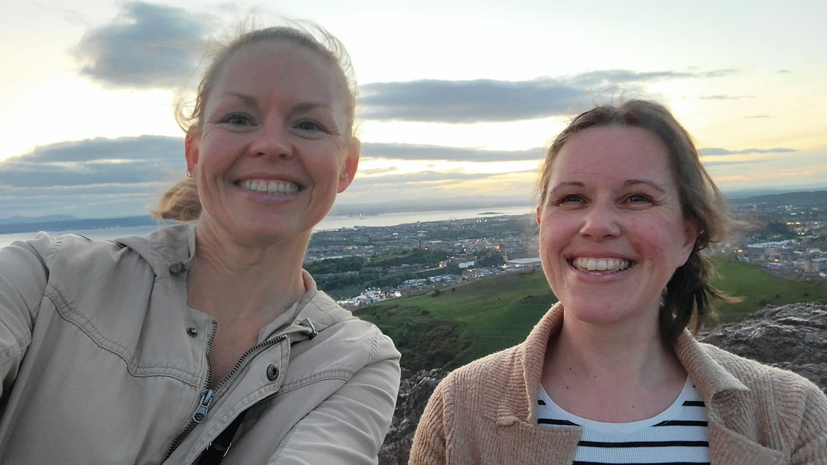 Linneakh80's tweet photo. Meeting a colleague (and friend) in person after many zoom meetings...priceless! Great to see you @Mousk13, talk a little #B2WALD, and climb a really big hill (in Scotland 🏴). https://t.co/UNLjGclcga