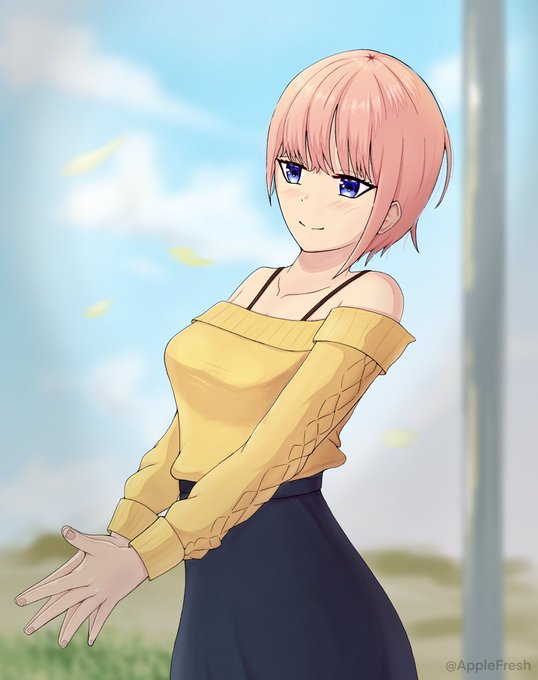 AppleFreshさんがTwitterに投稿した中野一花(五等分の花嫁)のイラスト。