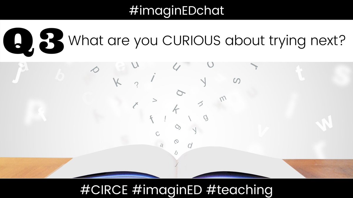 Q3 #imaginEDchat
Remember--reply with GIFS and ONE WORD hashtags!
We tag <a href="/WonderandEd/">Courtney Robertson</a> <a href="/Mversteegedu/">Melissa Versteeg</a> and @vangteach
