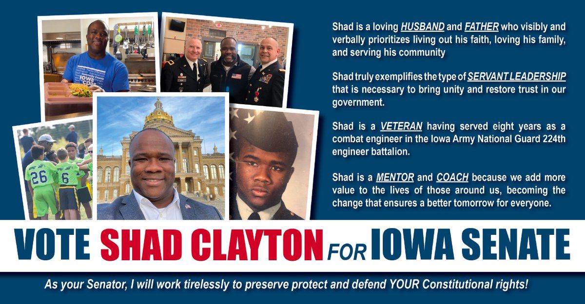 ShadForIowa's tweet image. Hitting mailboxes all over West Des Moines, Clive, and Windsor Heights TODAY! Please vote for Shad Clayton in the primary on June 7th! 🐘🇺🇸 #IowaSenate