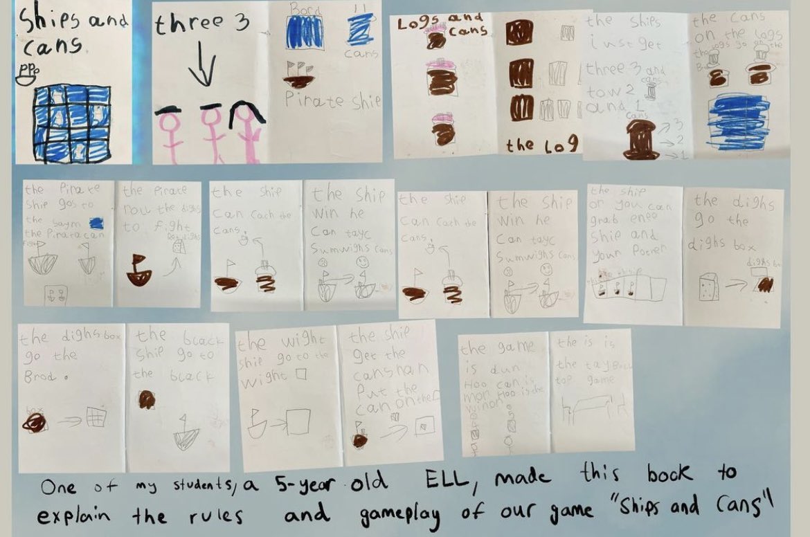 teachernicolas1's tweet photo. In our class project about games, my 5-year-old children (EY3, pre-k) are becoming game designers of their own tabletop games. For the full post check my IG: StoriesWithNicolas #gamedesign #earlychildhoodeducation #projectbasedlearning #tabletopgames #EY3 https://t.co/0f2zdtSmgV